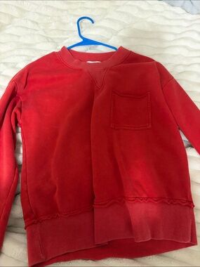 Evereve Red Crewneck Pocket Sweatshirt